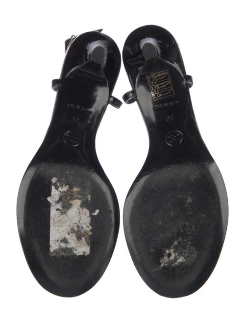 Chanel Interlocking CC Logo Patent Leather T-Strap Sandals