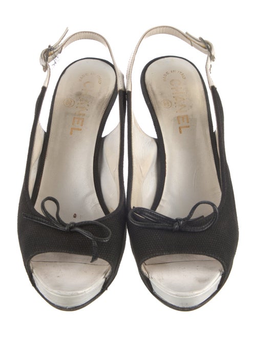 Chanel Interlocking CC Logo Canvas Slingback Sandals