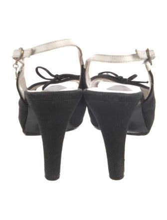 Chanel Interlocking CC Logo Canvas Slingback Sandals