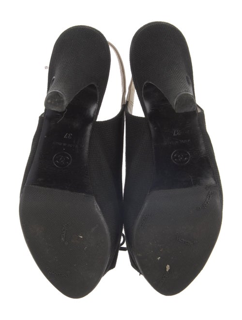 Chanel Interlocking CC Logo Canvas Slingback Sandals