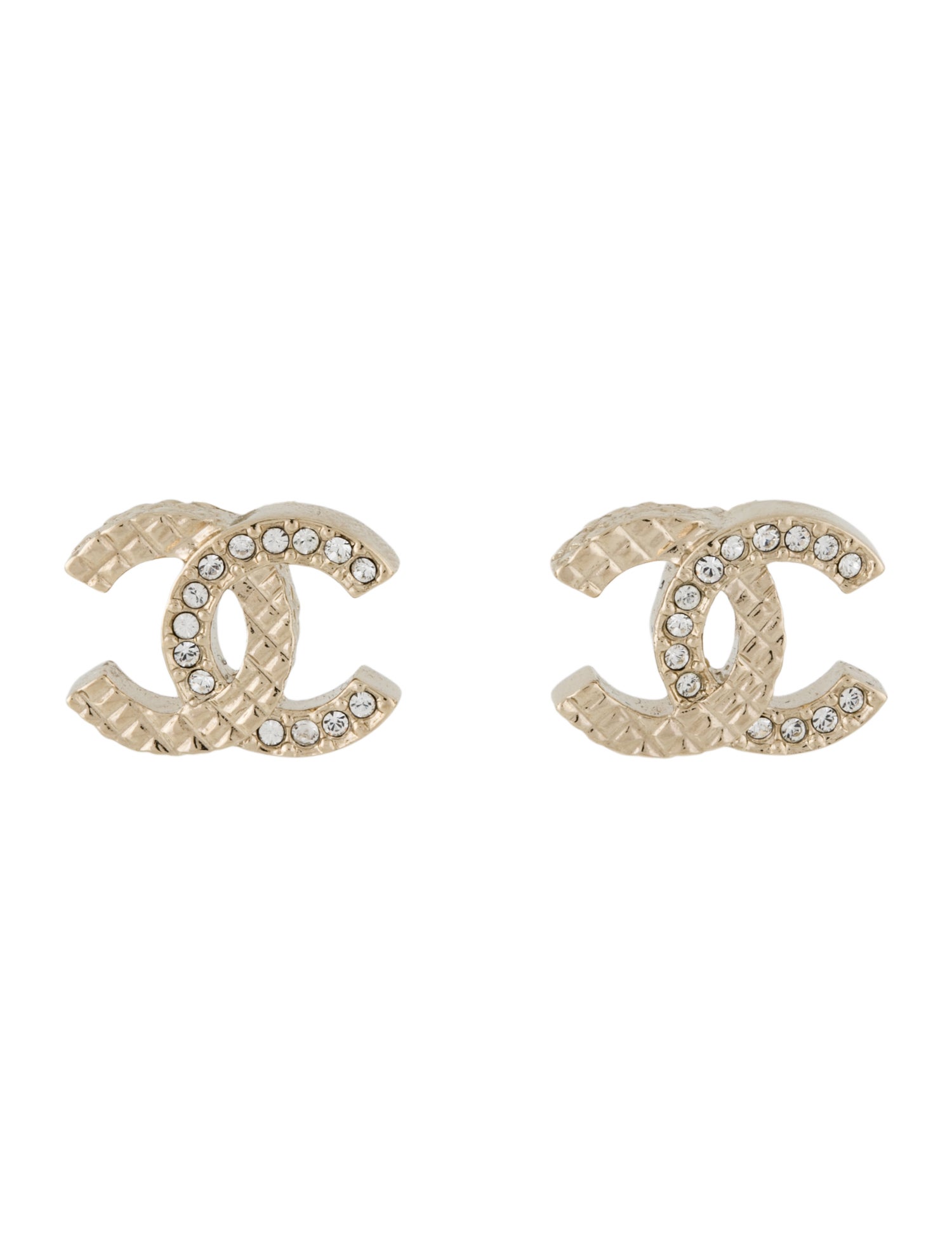 Chanel 2023 Strass CC Stud Earrings