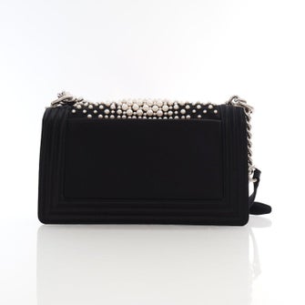 Chanel Interlocking CC Pearl Embellished Satin Boy
