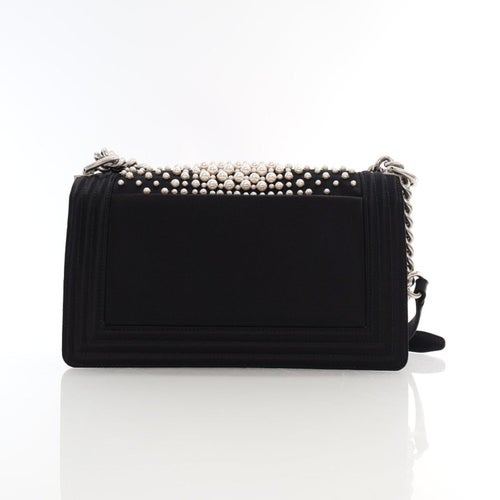 Chanel Interlocking CC Pearl Embellished Satin Boy