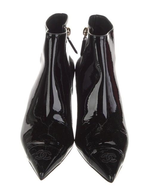 Chanel Interlocking CC Logo Patent Leather Boots