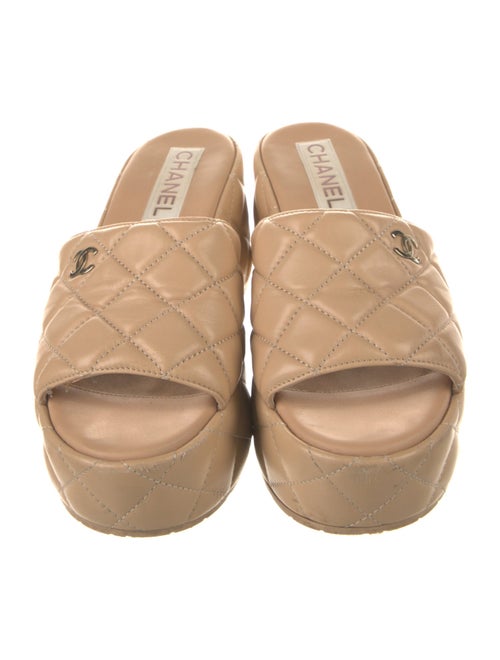 Chanel Interlocking CC Logo Leather Slides