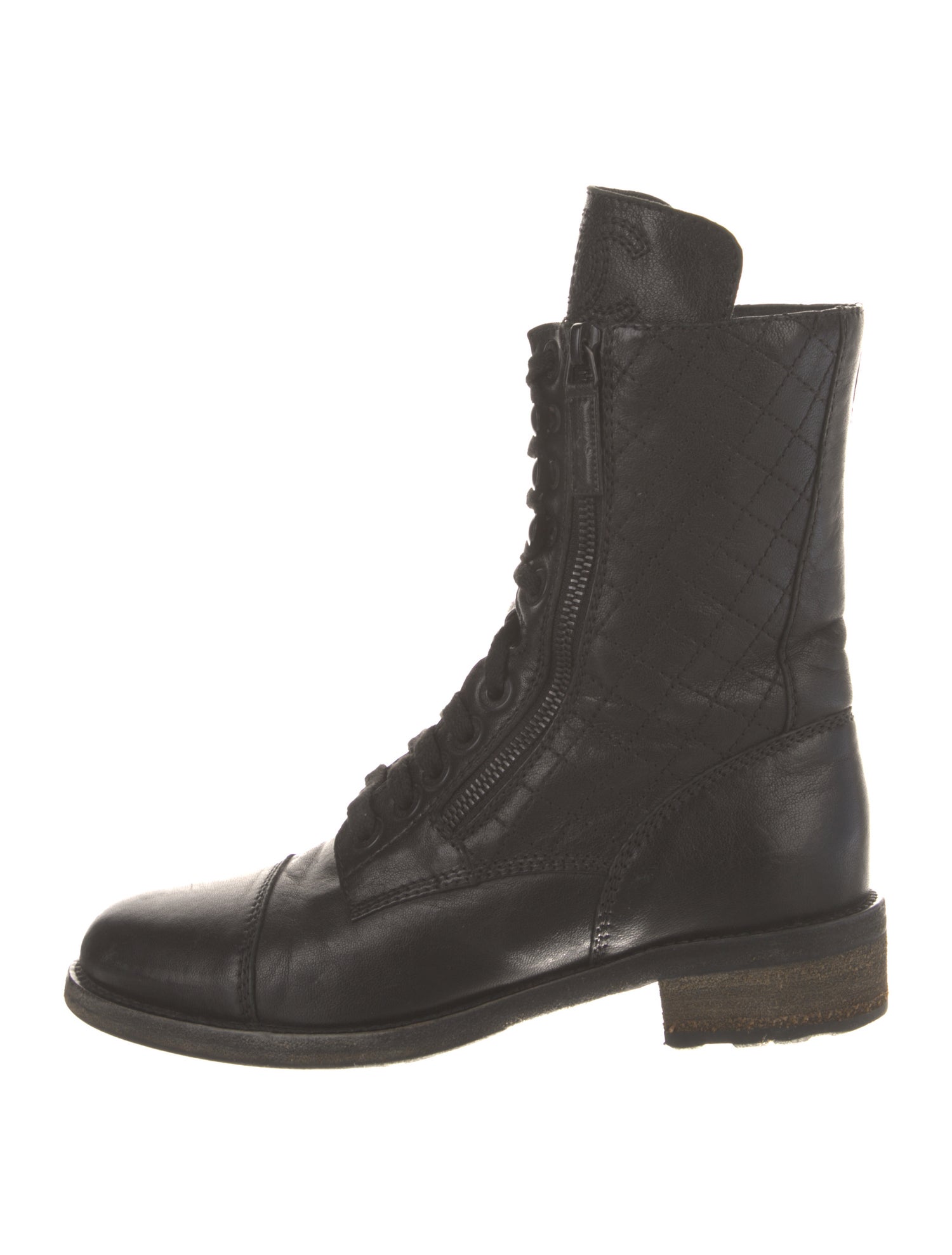 Chanel 2014-2015 Quilted Pattern Combat Boots