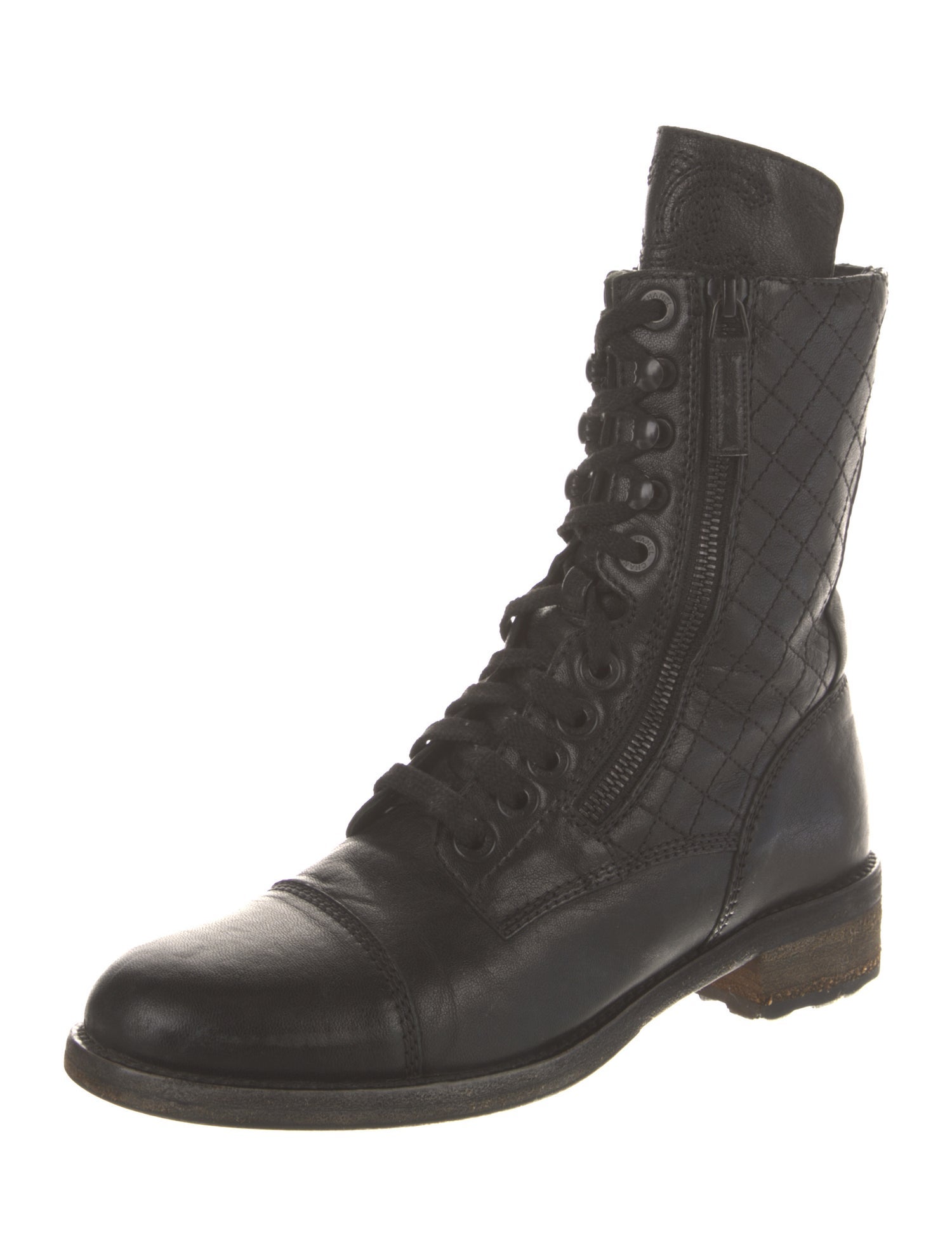 Chanel 2014-2015 Quilted Pattern Combat Boots
