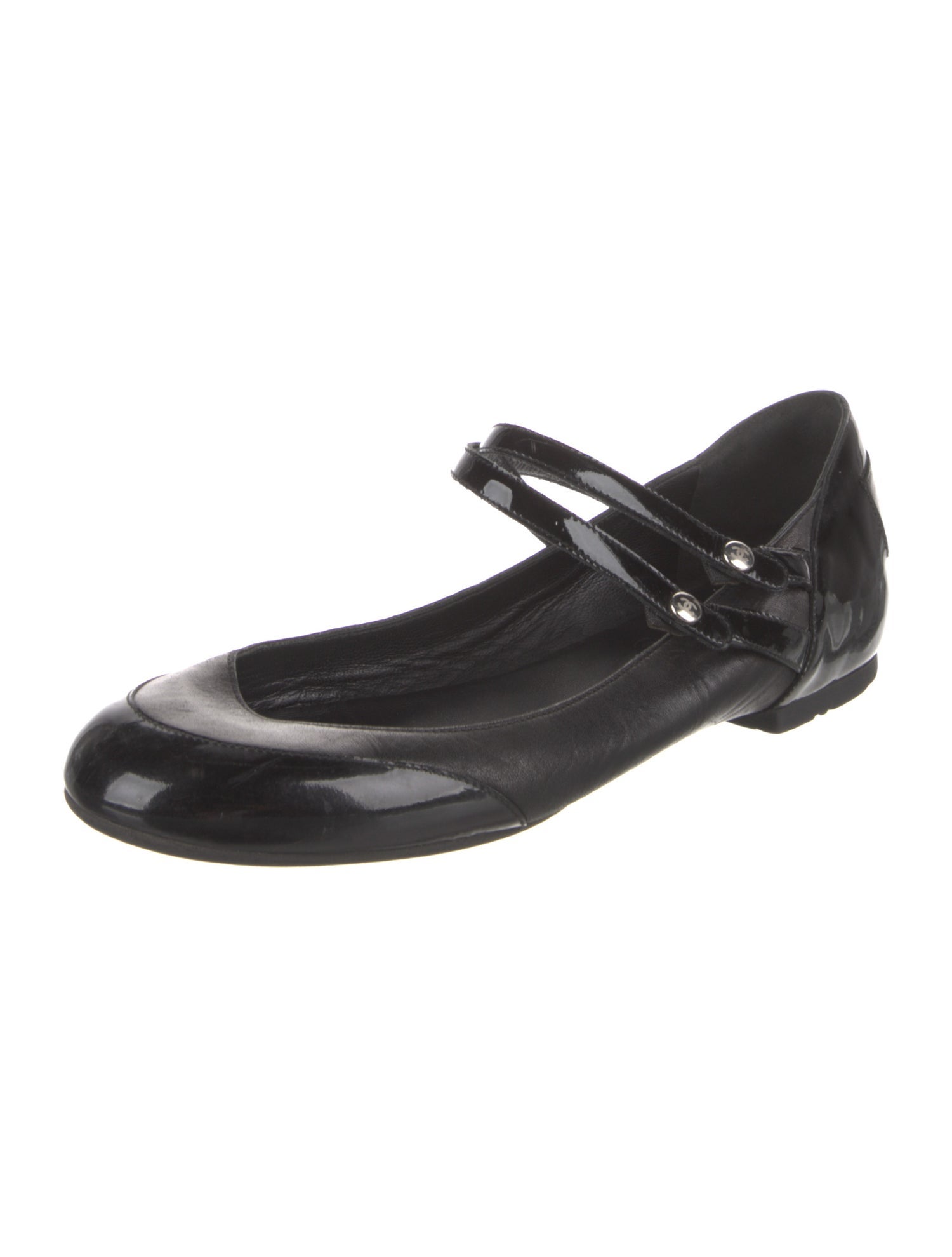 Chanel Vintage Interlocking CC Logo Mary Jane Flats