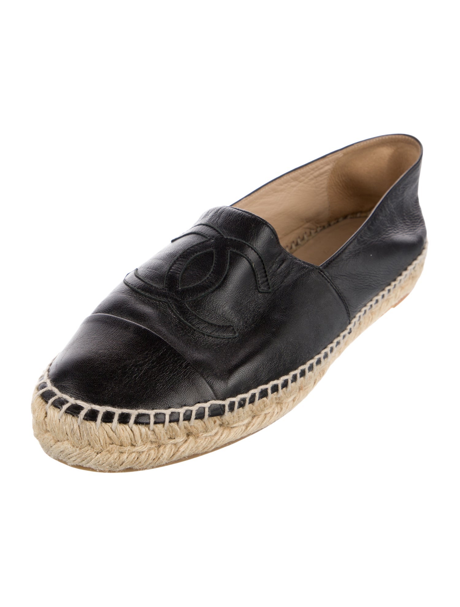 Chanel Interlocking CC Logo Leather Espadrilles