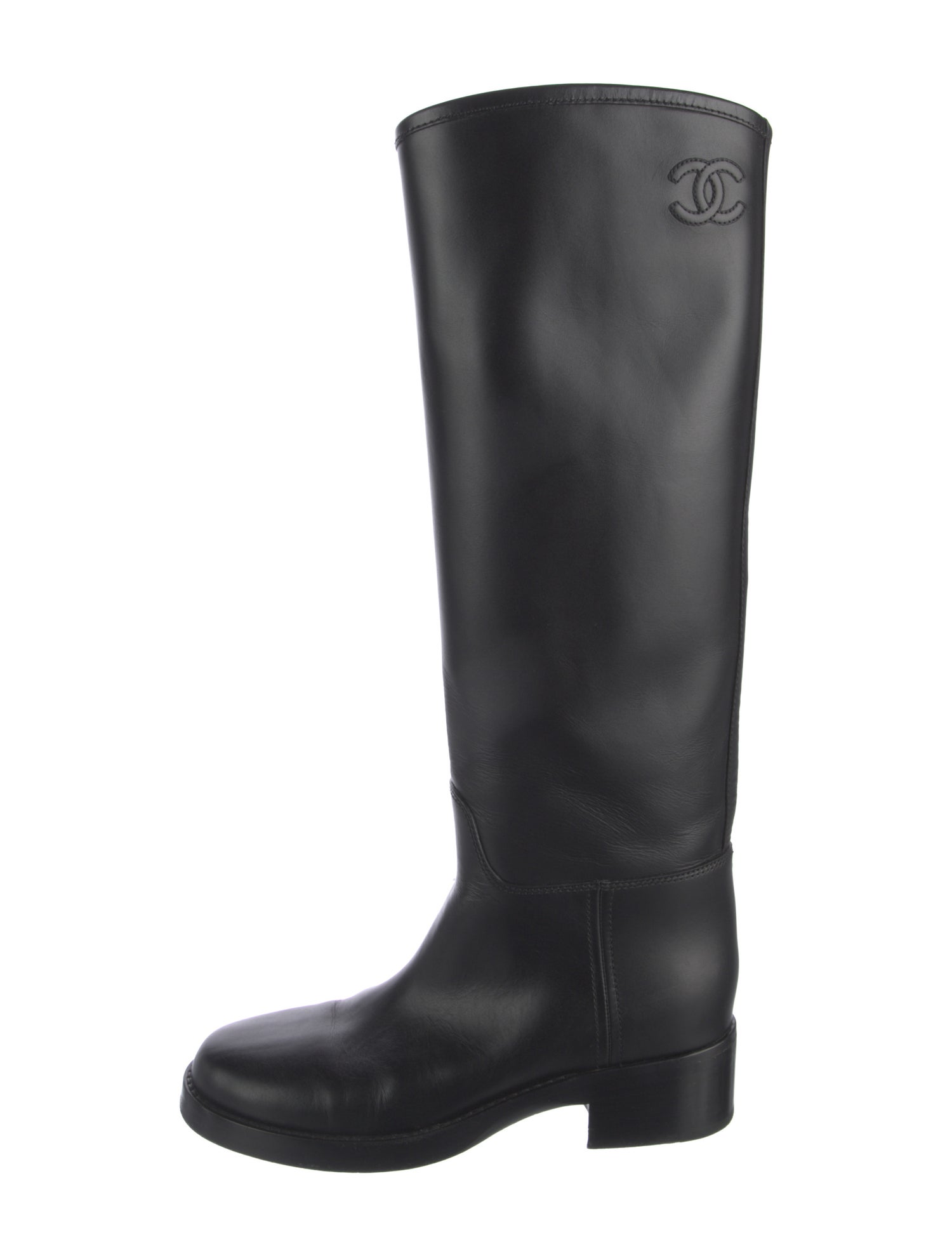 Chanel Interlocking CC Logo Leather Riding Boots