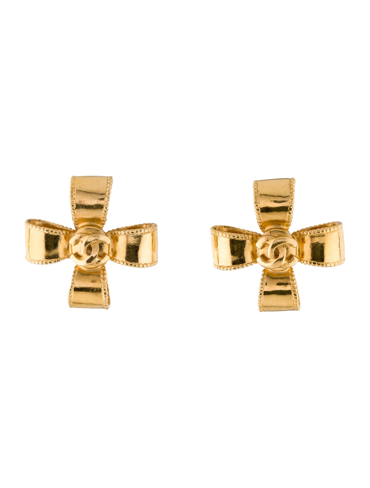 Chanel Vintage CC Ribbon Cross Clip-On Earrings