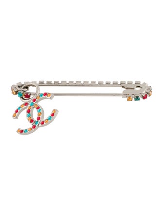 Chanel Strass CC Safety Pin Brooch