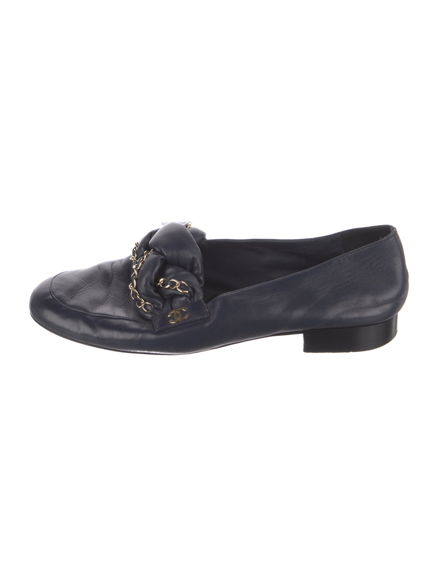 Chanel Interlocking CC Logo Leather Loafers