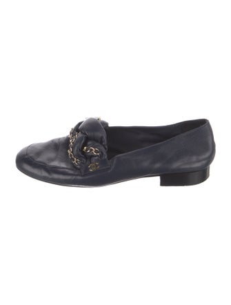 Chanel Interlocking CC Logo Leather Loafers