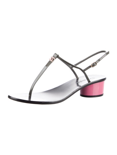 Chanel Interlocking CC Logo Patent Leather T-Strap Sandals