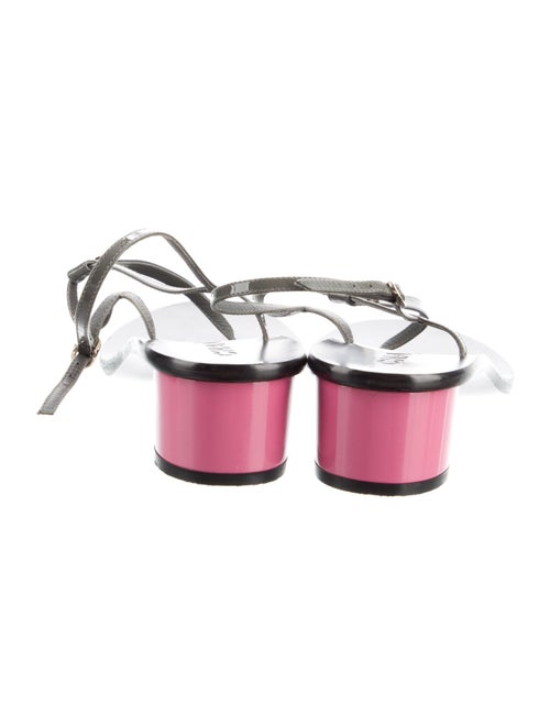 Chanel Interlocking CC Logo Patent Leather T-Strap Sandals