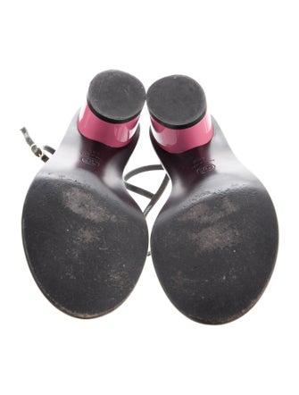 Chanel Interlocking CC Logo Patent Leather T-Strap Sandals