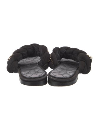 Chanel Interlocking CC Logo Suede Slides