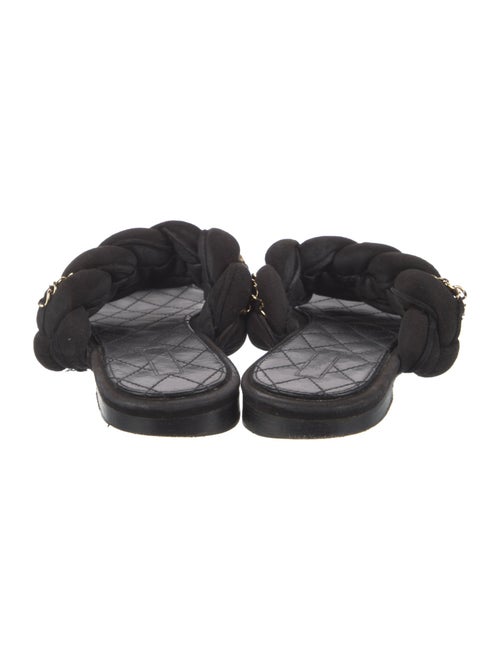 Chanel Interlocking CC Logo Suede Slides