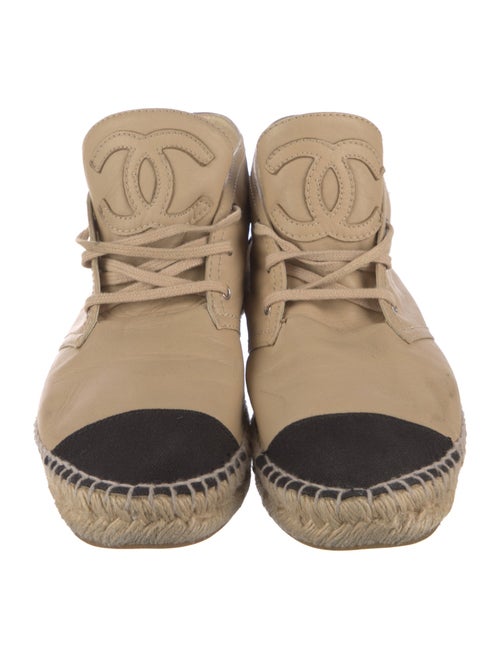 Chanel Interlocking CC Logo Leather Espadrilles