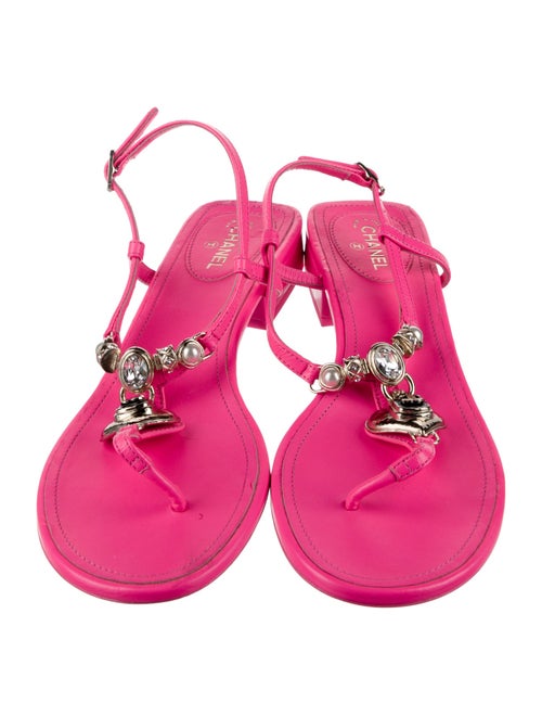 Chanel 2023 Interlocking CC Logo T-Strap Sandals