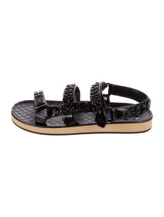 Chanel Interlocking CC Logo Patent Leather Slingback Sandals