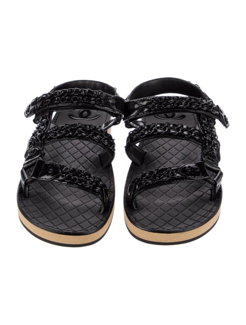 Chanel Interlocking CC Logo Patent Leather Slingback Sandals