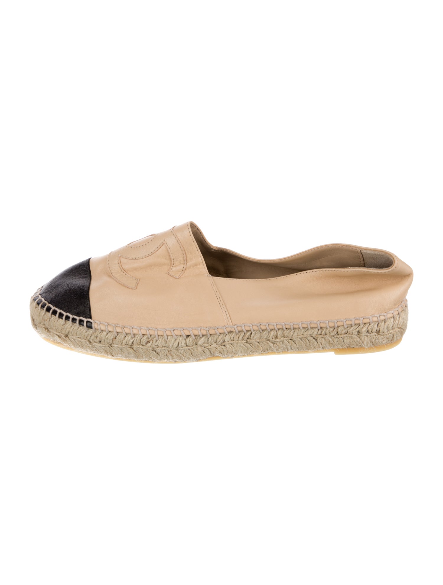 Chanel Interlocking CC Logo Leather Espadrilles