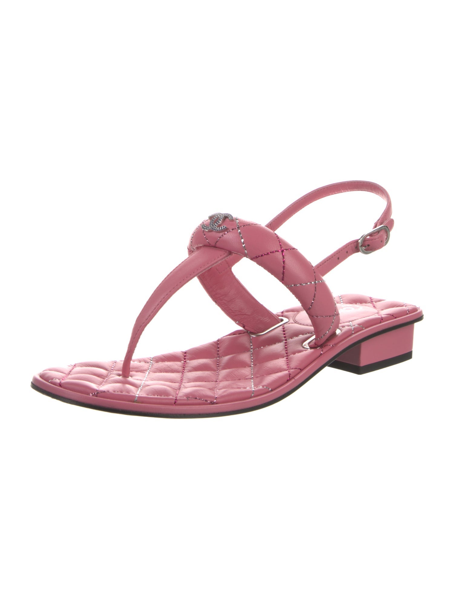 Chanel 2021 Interlocking CC Logo T-Strap Sandals