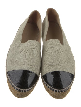 Chanel Interlocking CC Logo Leather Espadrilles