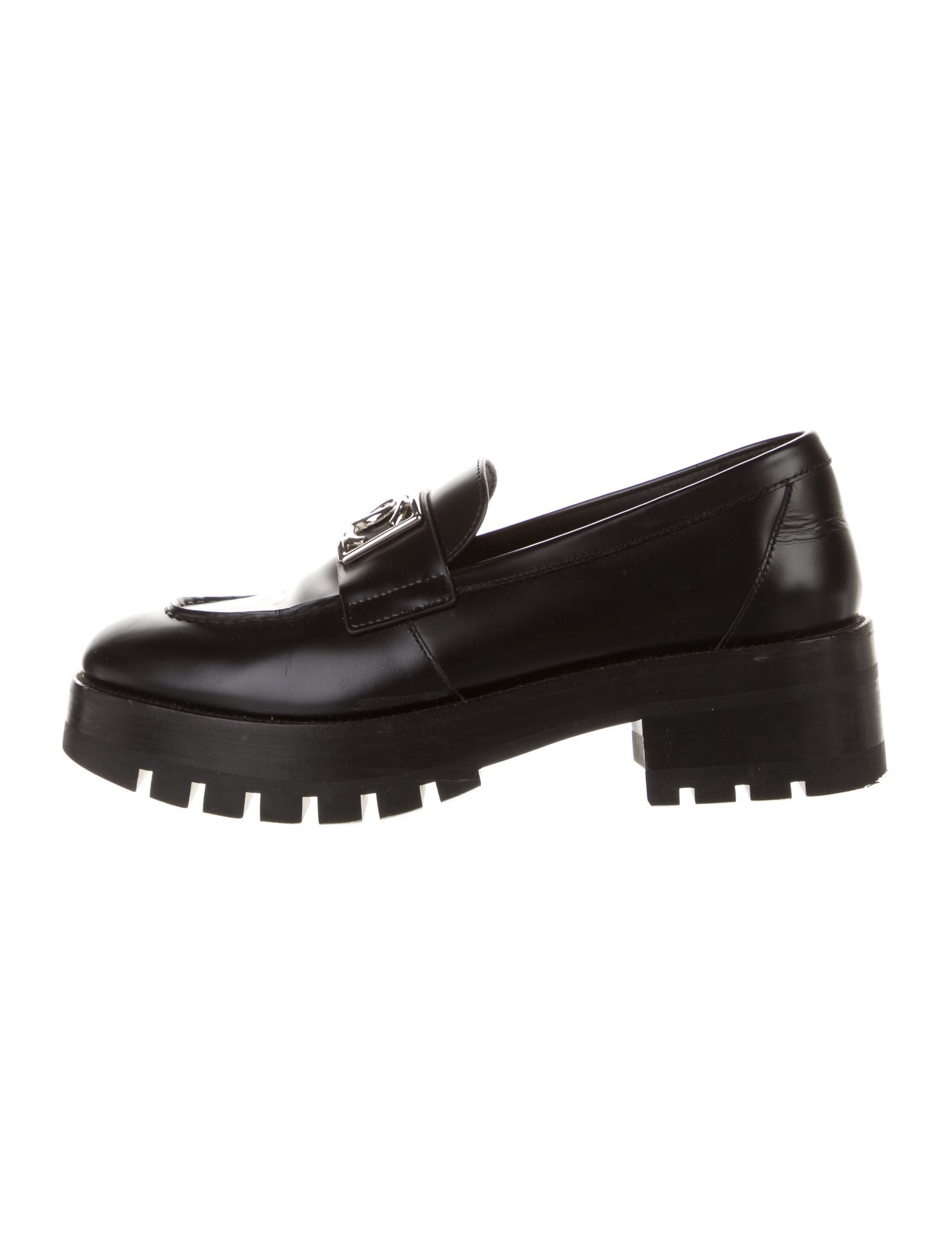 Chanel Interlocking CC Logo Leather Loafers