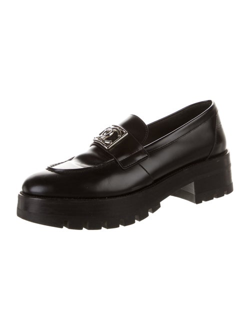 Chanel Interlocking CC Logo Leather Loafers