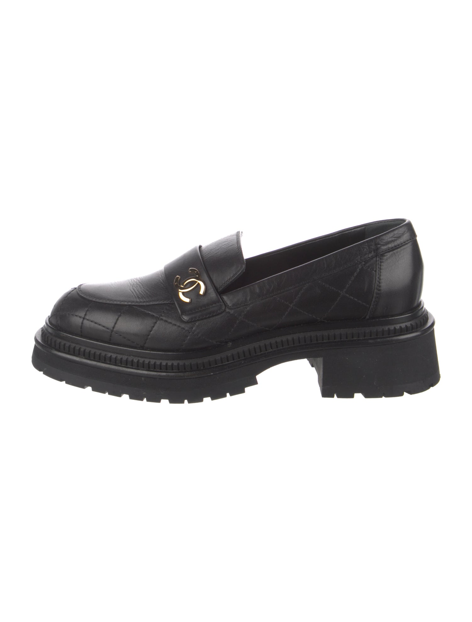 Chanel Interlocking CC Logo Leather Loafers