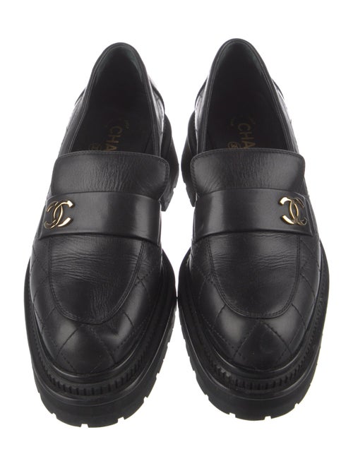 Chanel Interlocking CC Logo Leather Loafers