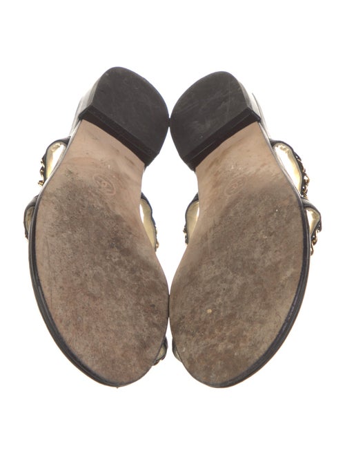 Chanel Chain-Link Accent Leather Slides