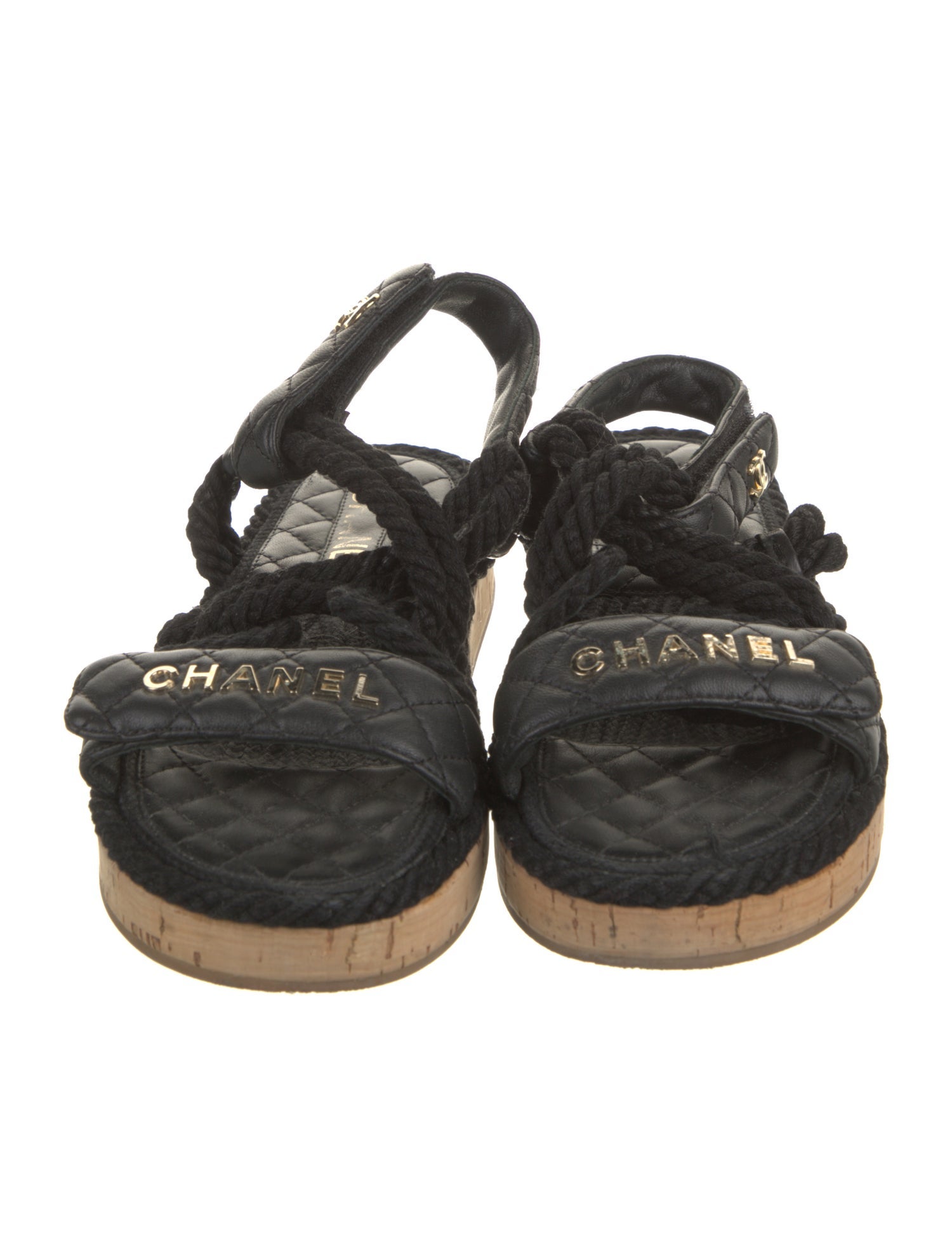 Chanel Interlocking CC Logo Leather Sandals