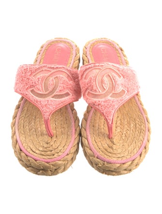 Chanel 2022 Interlocking CC Logo Flip Flops