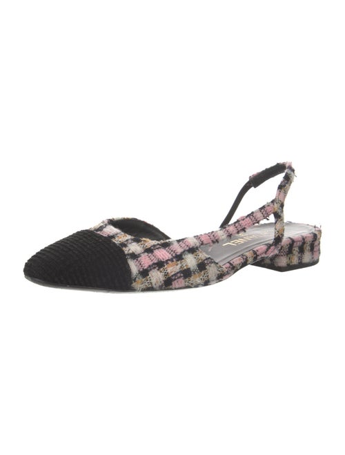 Chanel Tweed Pattern Tweed Slingback Flats