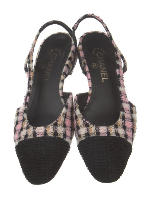 Chanel Tweed Pattern Tweed Slingback Flats