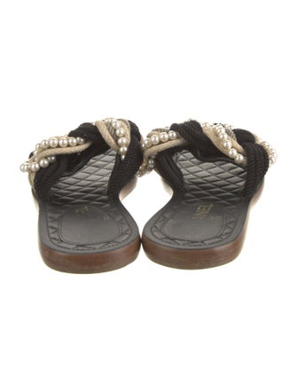 Chanel Interlocking CC Logo Leather Slides