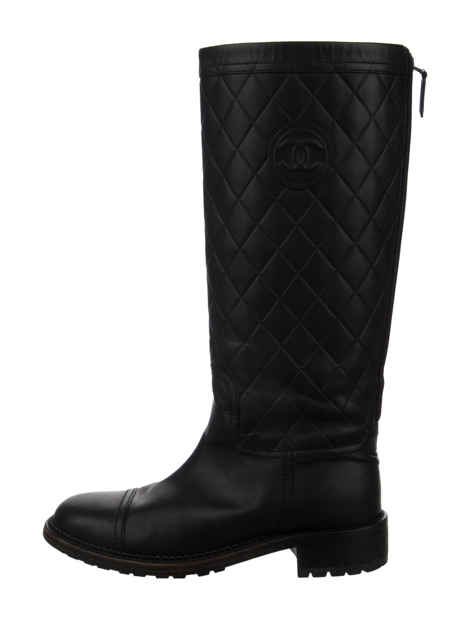 Chanel 2014 Interlocking Leather CC Logo Boots