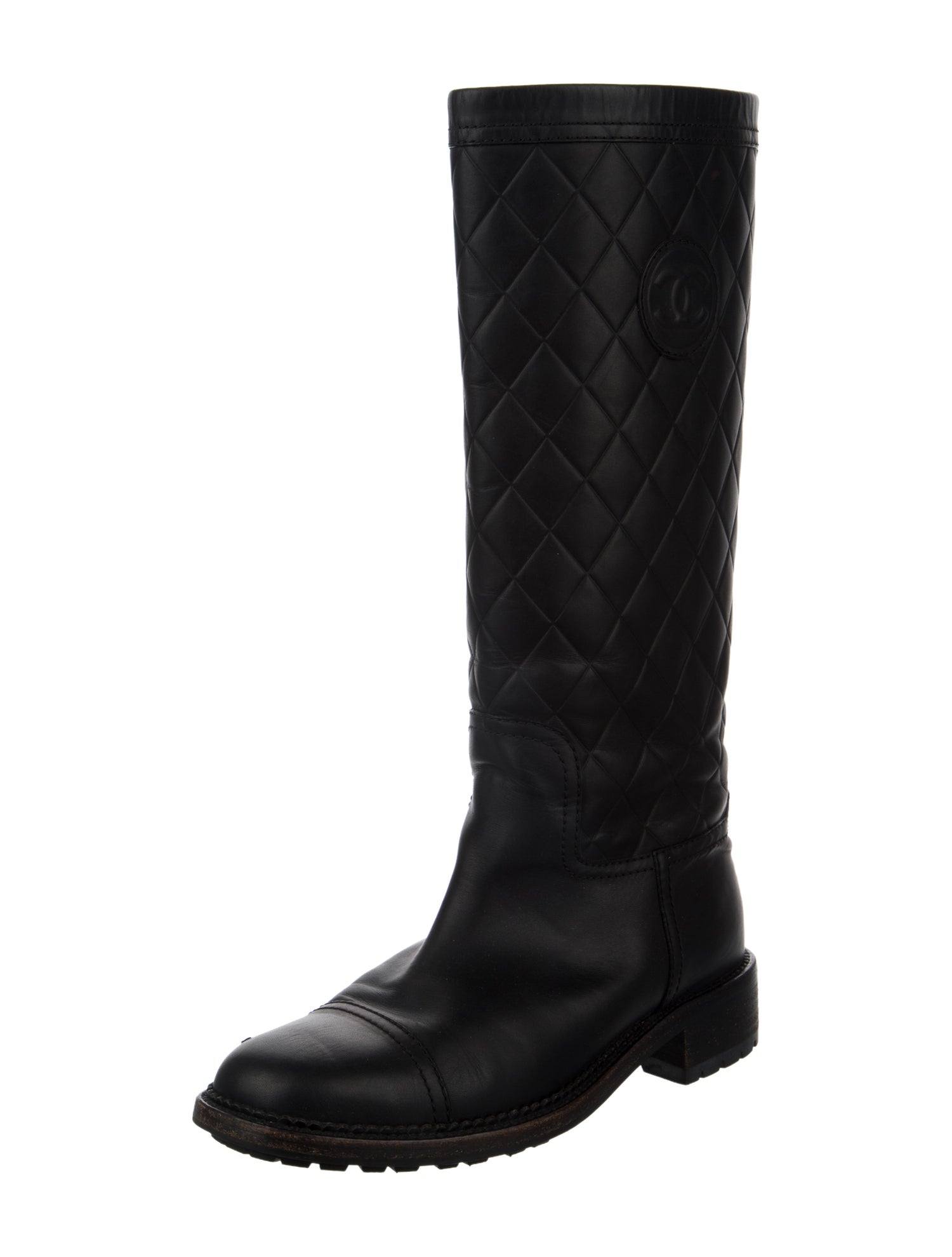 Chanel 2014 Interlocking Leather CC Logo Boots