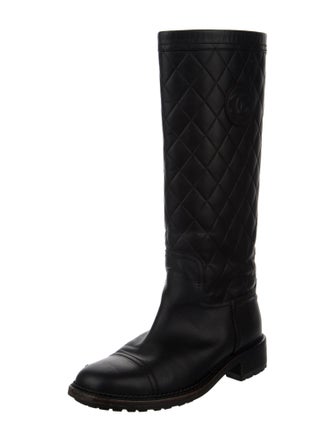 Chanel 2014 Interlocking Leather CC Logo Boots