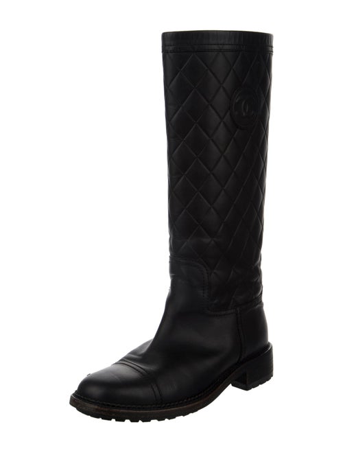 Chanel 2014 Interlocking Leather CC Logo Boots