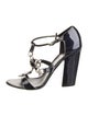 Chanel Interlocking CC Logo Patent Leather T-Strap Sandals