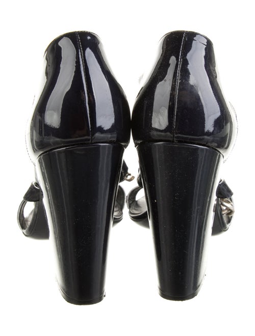 Chanel Interlocking CC Logo Patent Leather T-Strap Sandals