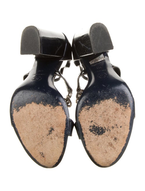 Chanel Interlocking CC Logo Patent Leather T-Strap Sandals