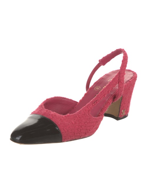 Chanel Interlocking CC Logo Tweed Slingback Pumps