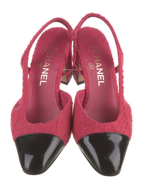 Chanel Interlocking CC Logo Tweed Slingback Pumps