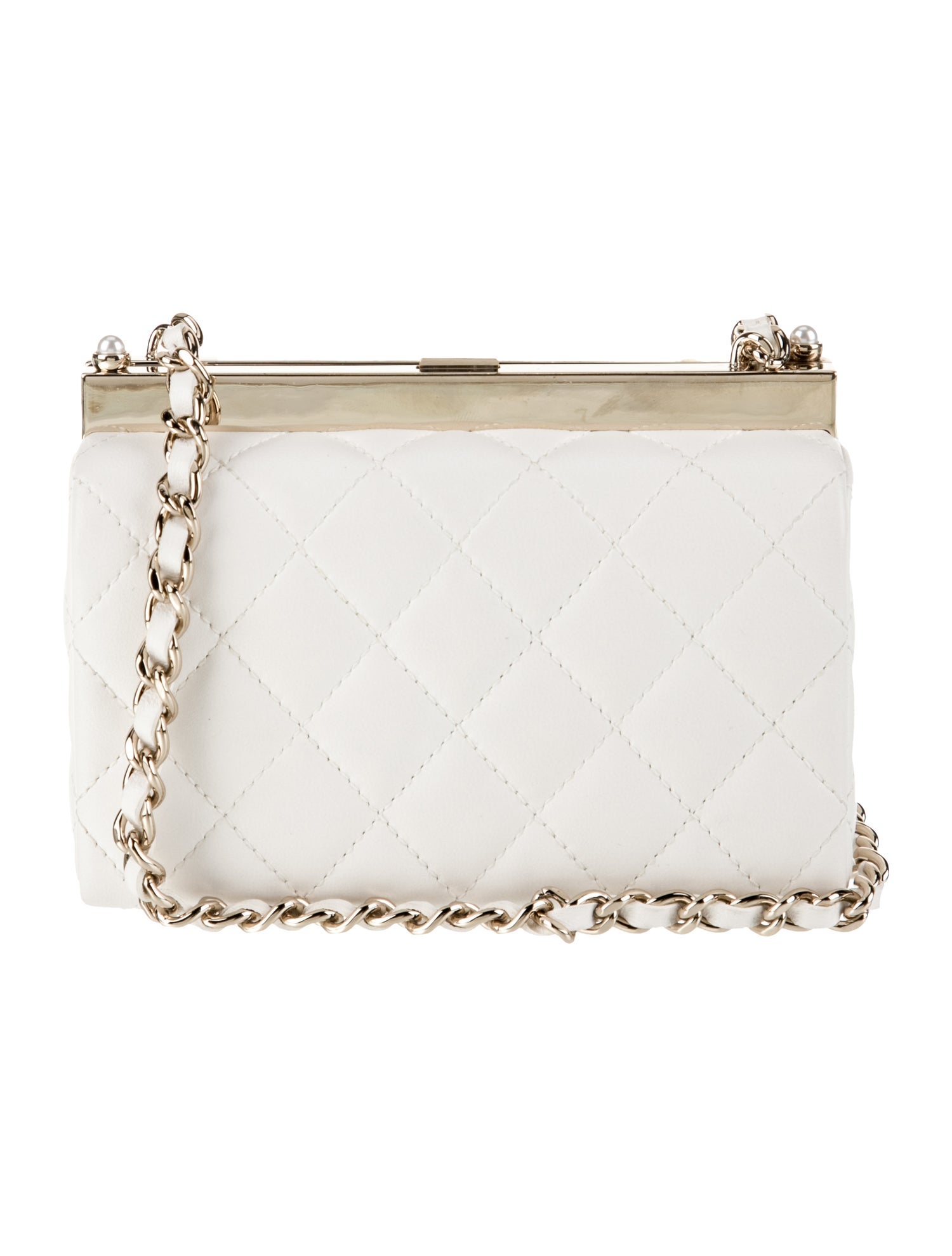 Chanel 2023 Pearl CC Frame Clutch - White Mini Bags, Handbags